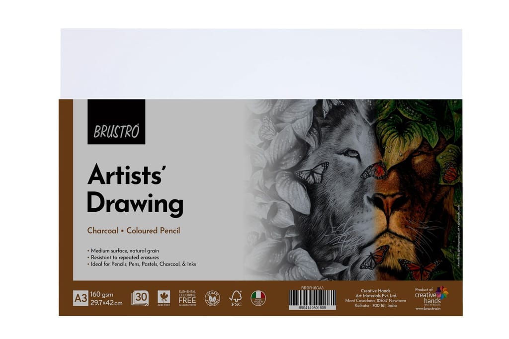 Brustro Artists Drawing Paper 160 GSM A3 Size, Pack of 30 Sheets - Stationery | Buy online on ZillyBuy
