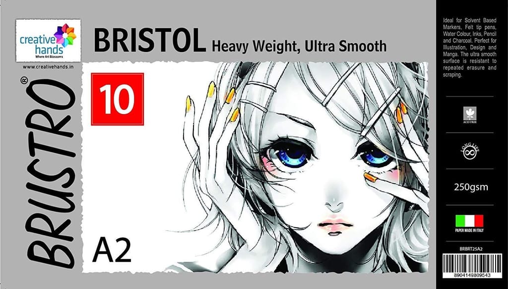 Brustro Bristol Ultra Smooth Paper 250 GSM, Size - A2, 10 Sheets - Stationery | Buy online on ZillyBuy