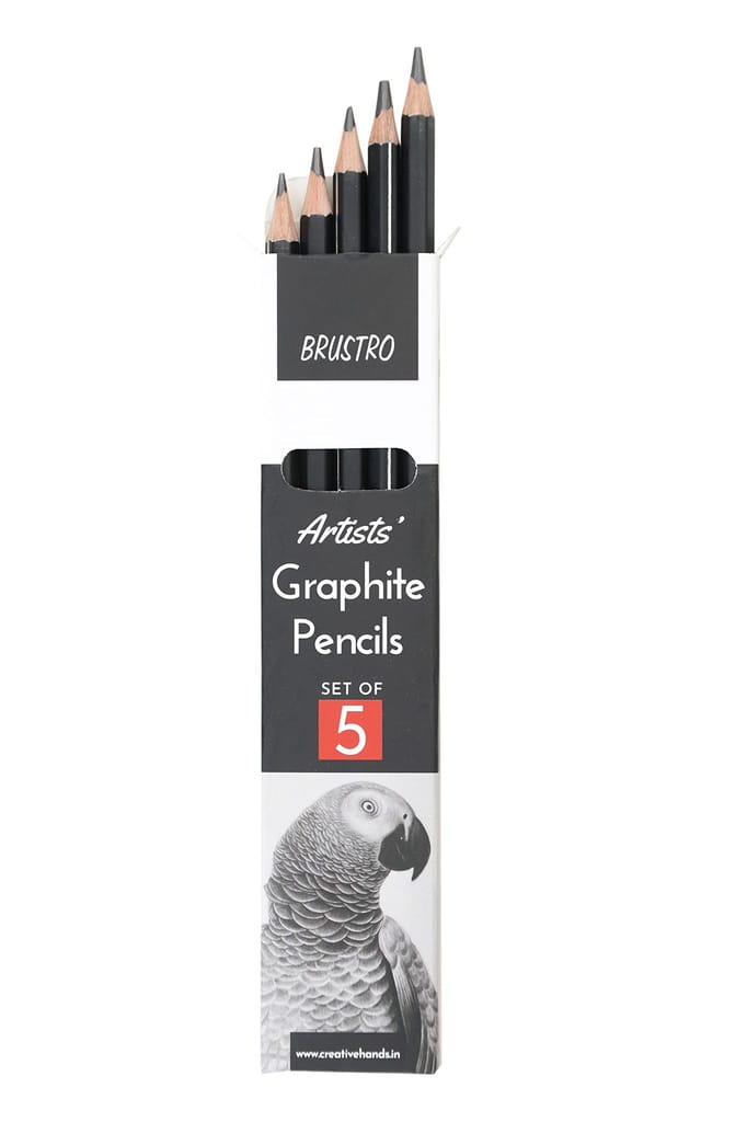 BRUSTRO Graphite Pencil set of 5 (2B, 4B, 6B, 8B, 10B) - Stationery | Buy online on ZillyBuy