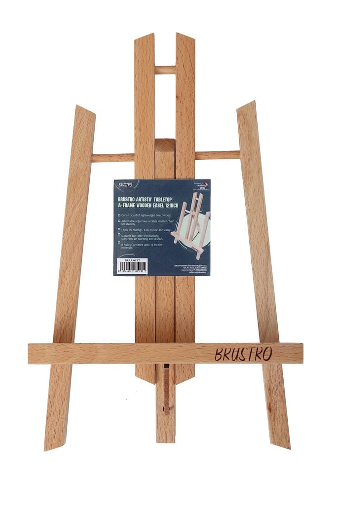 Brustro Artists Small Tabletop A-Frame Wooden Easel Size - 12", Canvas Holds Upto 9.8" - Stationery | Buy online on ZillyBuy