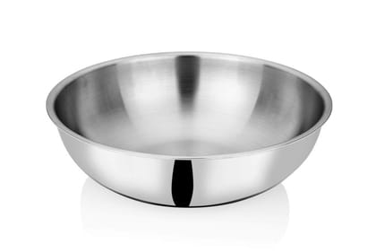 ReeV By Dr. WaterR Triply Stainless Steel Tasla 3 Ltr 26 Cm Diameter | Ideal For Home | Kitchen | Hot Water | Cooking | Veg Storage | Curry | Stir-Fry | Dry Veg | Saute | Gas | Stove | Induction Base