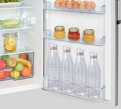 Set of 4 Space Saving Fridge Bottles with Caps, 1 Liter