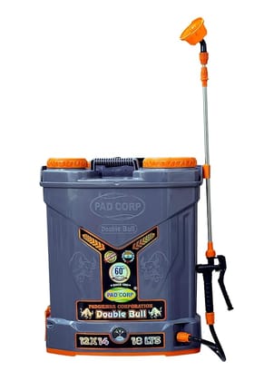 PAD CORP by PADGILWAR CORPORATION Pad Corp Double Bull Battery Operated Sprayer Double Motor Double Power Battery 12Volt x 14 | 18 Liter | 1.7AH Fast Charger (Model-Double Bull) (Color- Gray-Orange) PAD CORP by PADGILWAR CORPORATION Pad Corp Double Bull Battery Operated Sprayer Double Motor Double Power Battery 12Volt x 14 | 18 Liter | 1.7AH Fast Charger (Model-Double Bull) (Color- Gray-Orange)