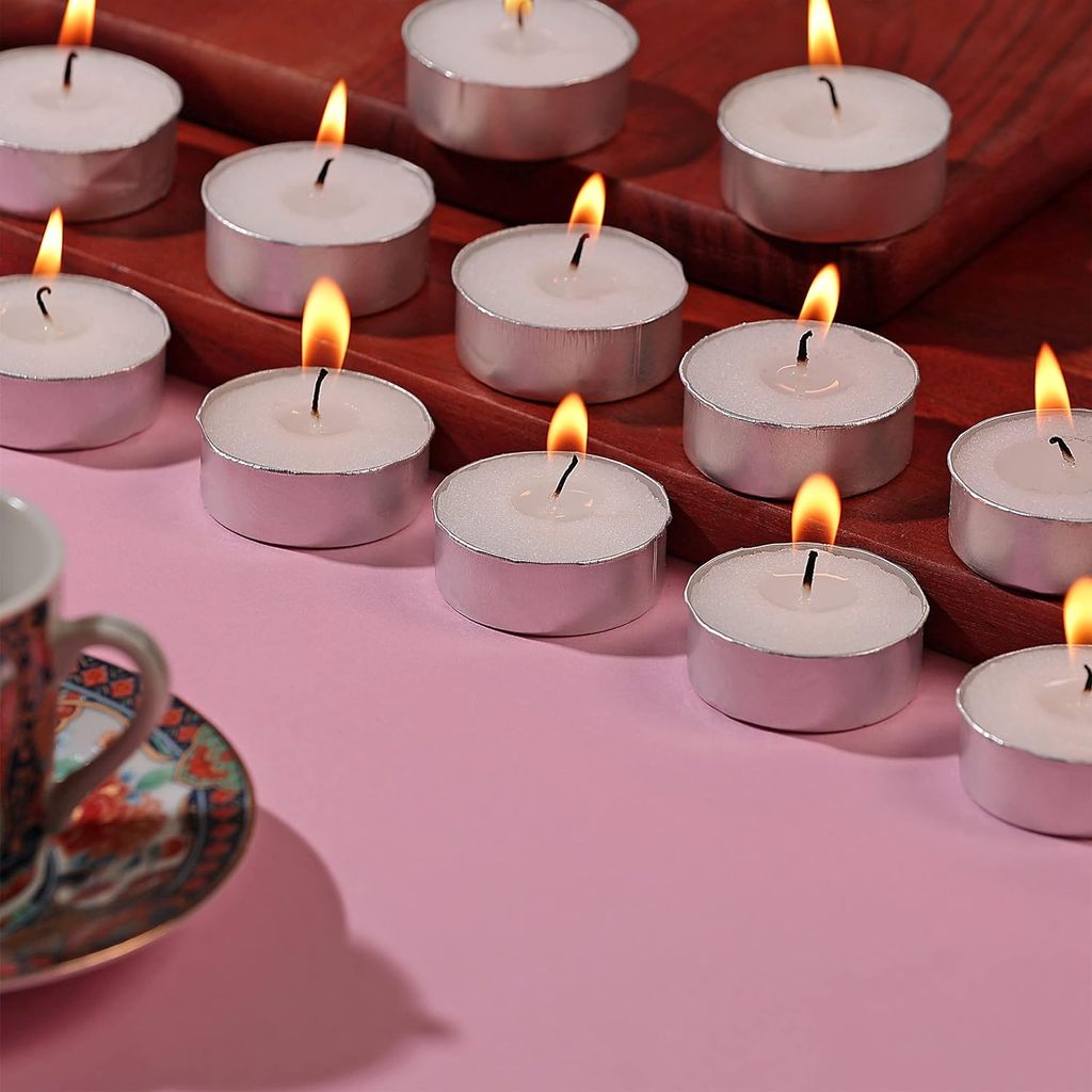 Unscented Decorative Tealight Candles | Wax Tealight Candle | 8 gm, 50 Pcs| Unscented Smokeless Candles | 2 Hours Burning Time | for Home Decoration & Celebration -  By Marigold Stores®