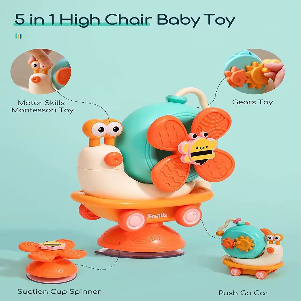 KTRS ENTERPRISE High Chair Toy Sliding Baby Crawling Snail Spinner Children Suction Cup Bathroom Toy Detachable Spinning Windmill Baby Toys - Toys and Games | Buy online on ZillyBuy
