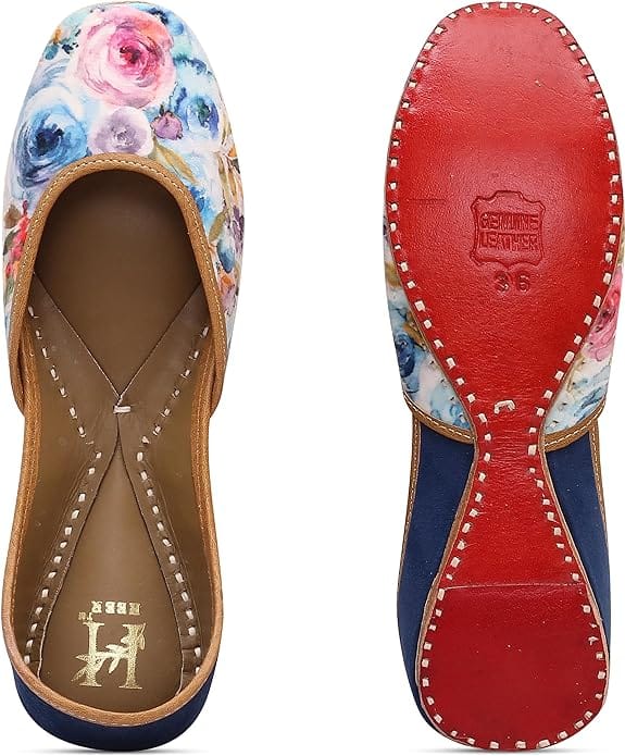 HEER Women's Trendy, Stylish Mojari Jutti with Elegant Hand Embroidery Work