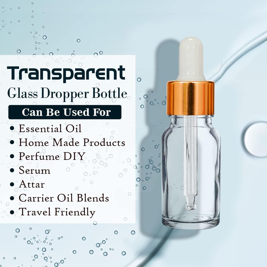 Lovemi Movements 10 ML Round Empty Glass Refillable Perfume,liquid,serum and Essential oil Dropper Bottle