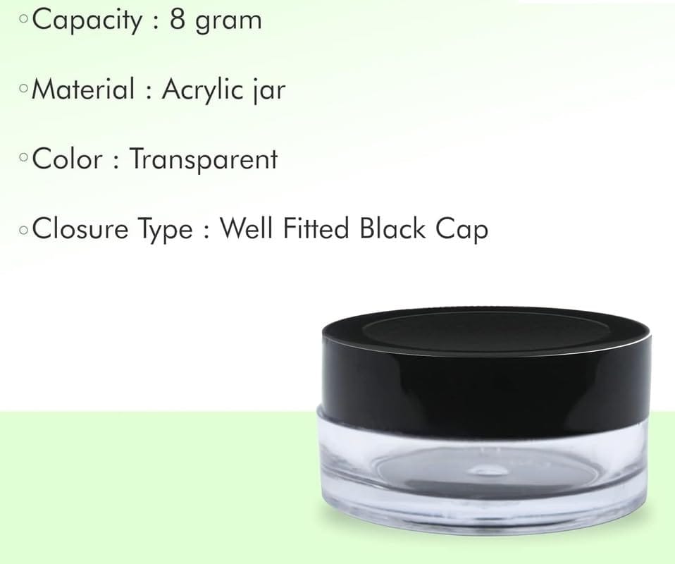 Empty Acrylic San Jar Transparent Cosmetic Container with Leakproof inner lids for Lip Balms, Lip Scrubs, Body Butters, Eyeshadow, Makeup & DIY cosmetics beauty products - PRNT