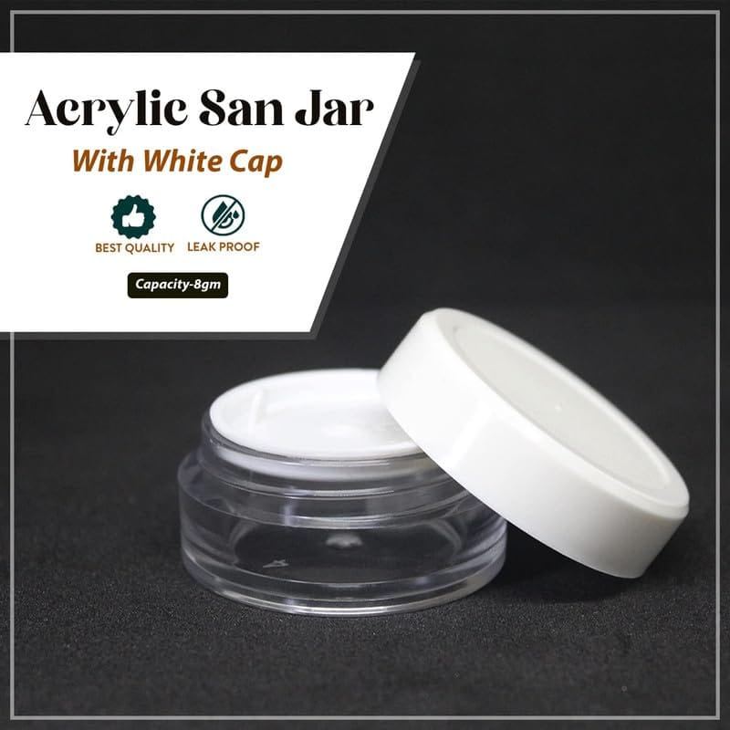 Empty Acrylic San Jar Transparent Cosmetic Container with Leakproof inner lids for Lip Balms, Lip Scrubs, Body Butters, Eyeshadow, Makeup & DIY cosmetics beauty products - PRNT