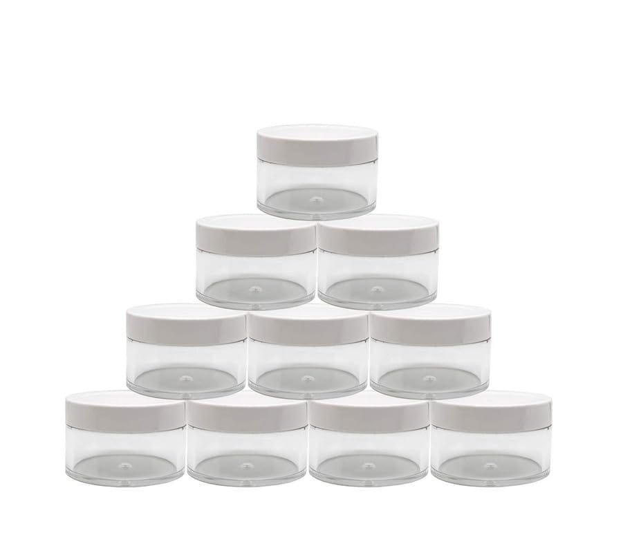 Empty Acrylic San Jar Transparent Cosmetic Container with Leakproof inner lids for Lip Balms, Lip Scrubs, Body Butters, Eyeshadow, Makeup & DIY cosmetics beauty products - PRNT