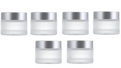 Frosted Glass Jars with Silver Lids & Inner Liners, Empty Matte Clear Round Refillable Cosmetic Containers Travel Jars for Cosmetics,Body Face Cream Lotion PRNT Frosted Glass Jars with Silver Lids & Inner Liners, Empty Matte Clear Round Refillable Cosmetic Containers Travel Jars for Cosmetics,Body Face Cream Lotion PRNT