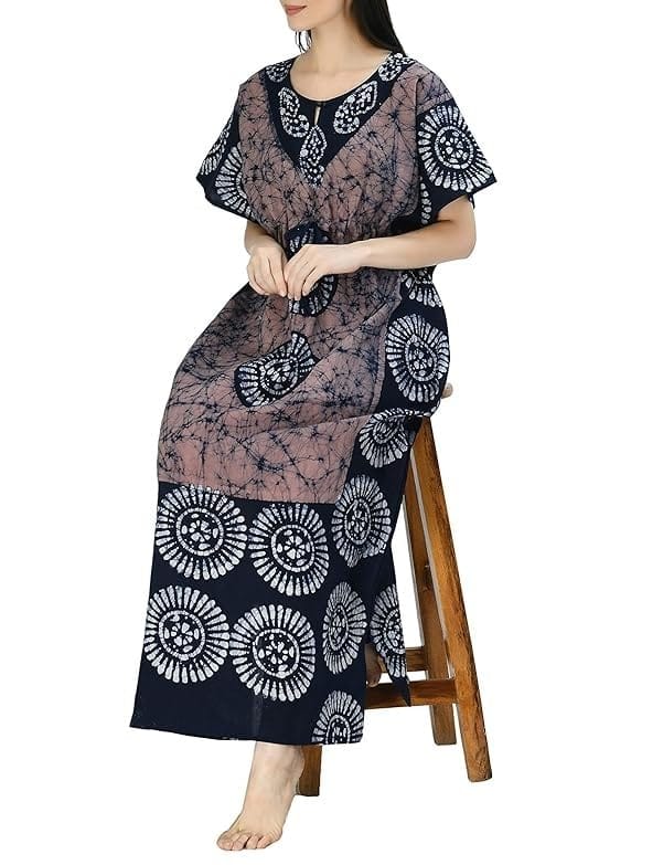 Ukal Cotton Regular Printed Round Neck Floor Length Nighty Night Gown Maxi