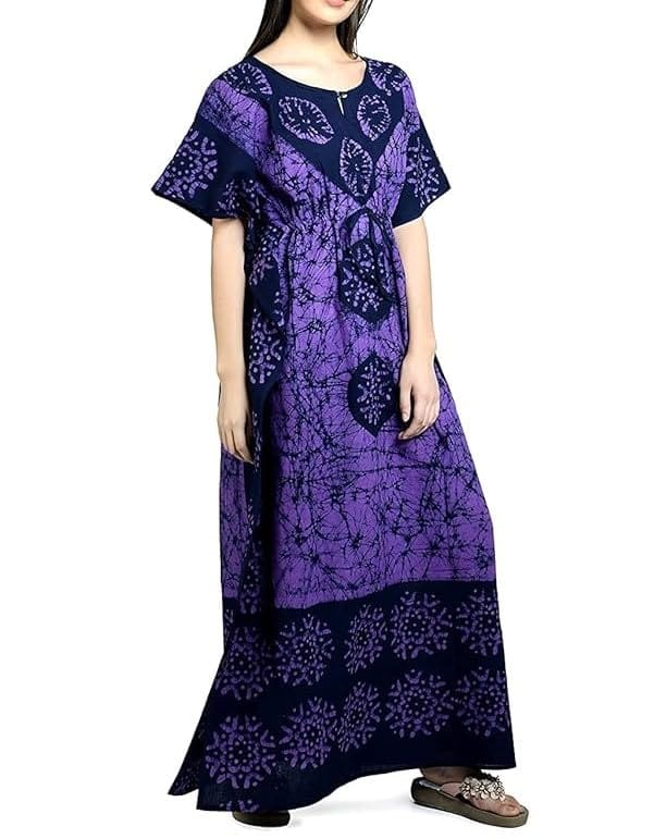 Ukal Cotton Regular Printed Round Neck Floor Length Nighty Night Gown Maxi