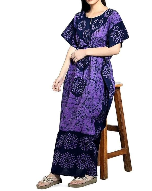 Ukal Cotton Regular Printed Round Neck Floor Length Nighty Night Gown Maxi