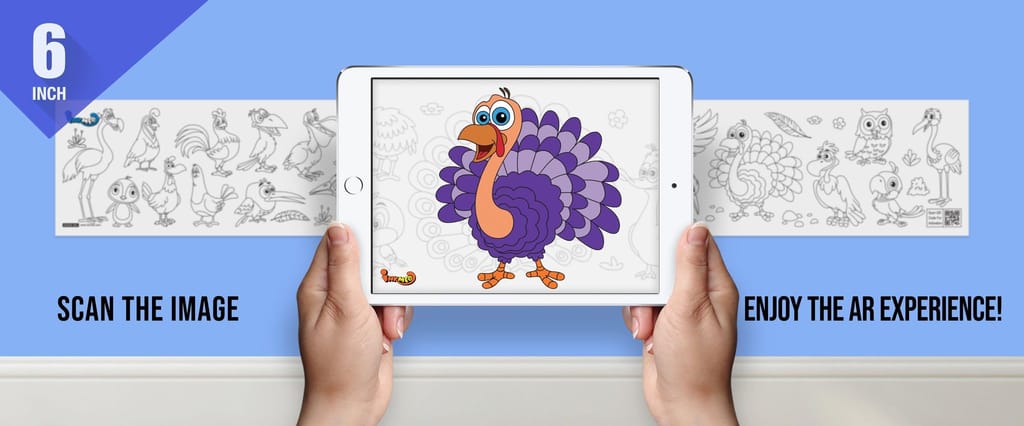 Birds Reusable Wall Colouring Roll (6 Inch)-AR Interactive Learning
