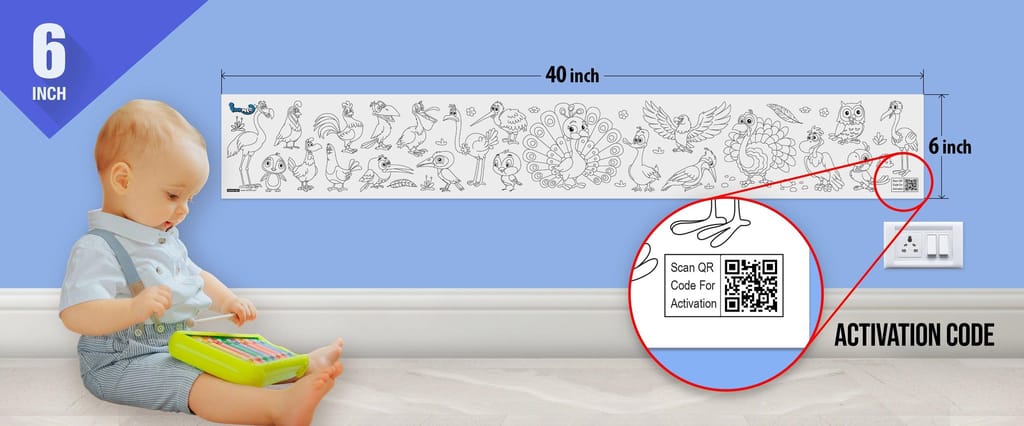 Birds Reusable Wall Colouring Roll (6 Inch)-AR Interactive Learning