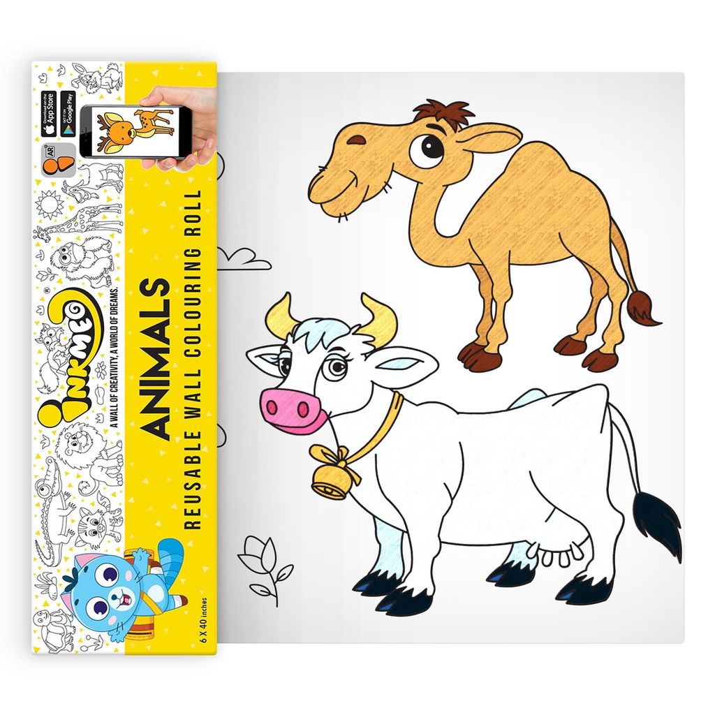 Animals Reusable Wall Colouring Roll (6 Inch) - AR Interactive Learning