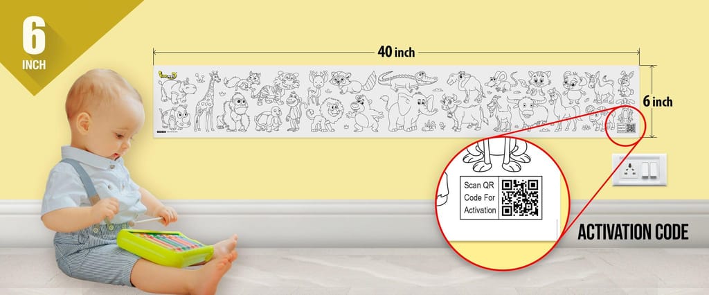 Animals Reusable Wall Colouring Roll (6 Inch) - AR Interactive Learning