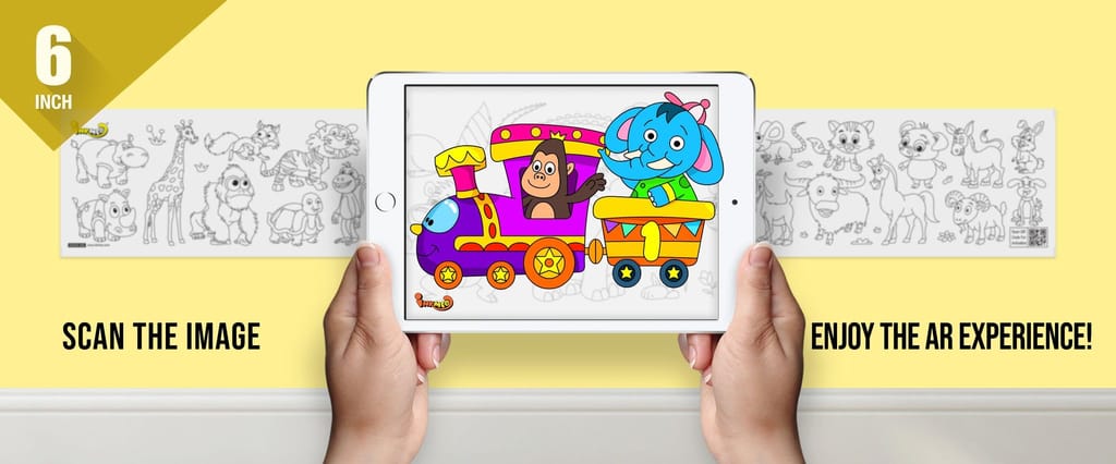 Animals Reusable Wall Colouring Roll (6 Inch) - AR Interactive Learning
