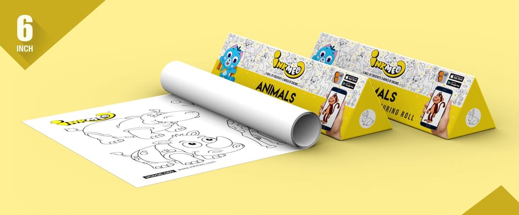 Animals Reusable Wall Colouring Roll (6 Inch) - AR Interactive Learning