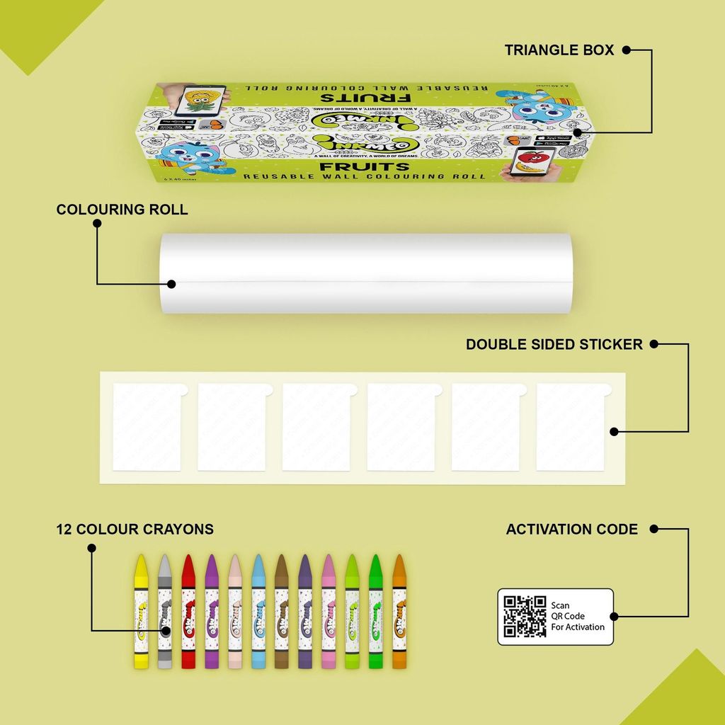 Fruits Reusable Wall Colouring Roll (6 Inch)- AR Interactive Learning