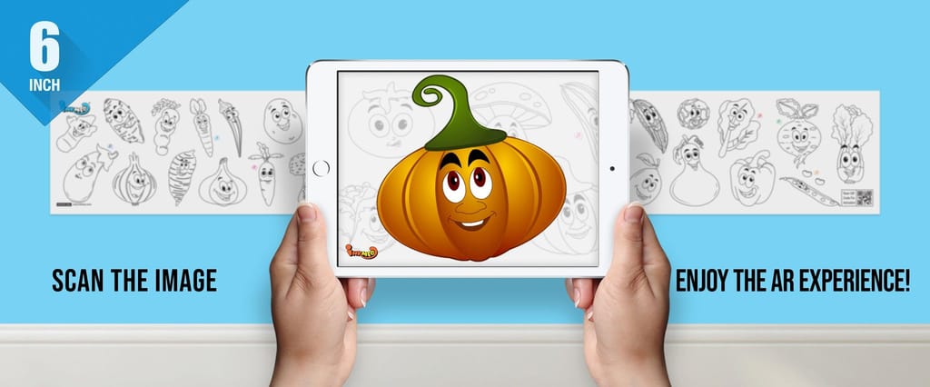 Vegetables Reusable Wall Colouring Roll (6 Inch)-Interactive AR Learning