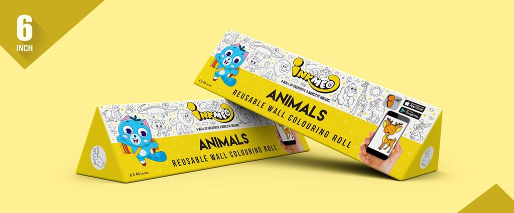 Animals Reusable Wall Colouring Roll (6 Inch) - AR Interactive Learning