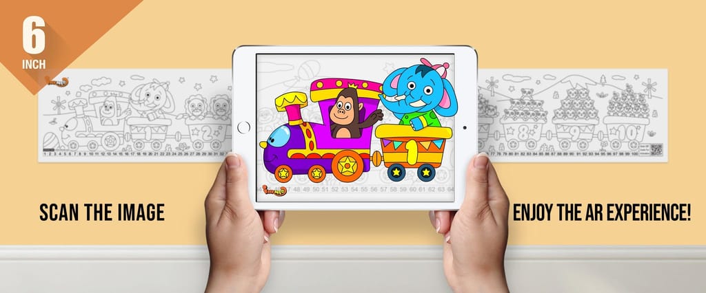 Numbers Reusable Wall Colouring Roll(6 Inch)-Enhanced Learning with AR
