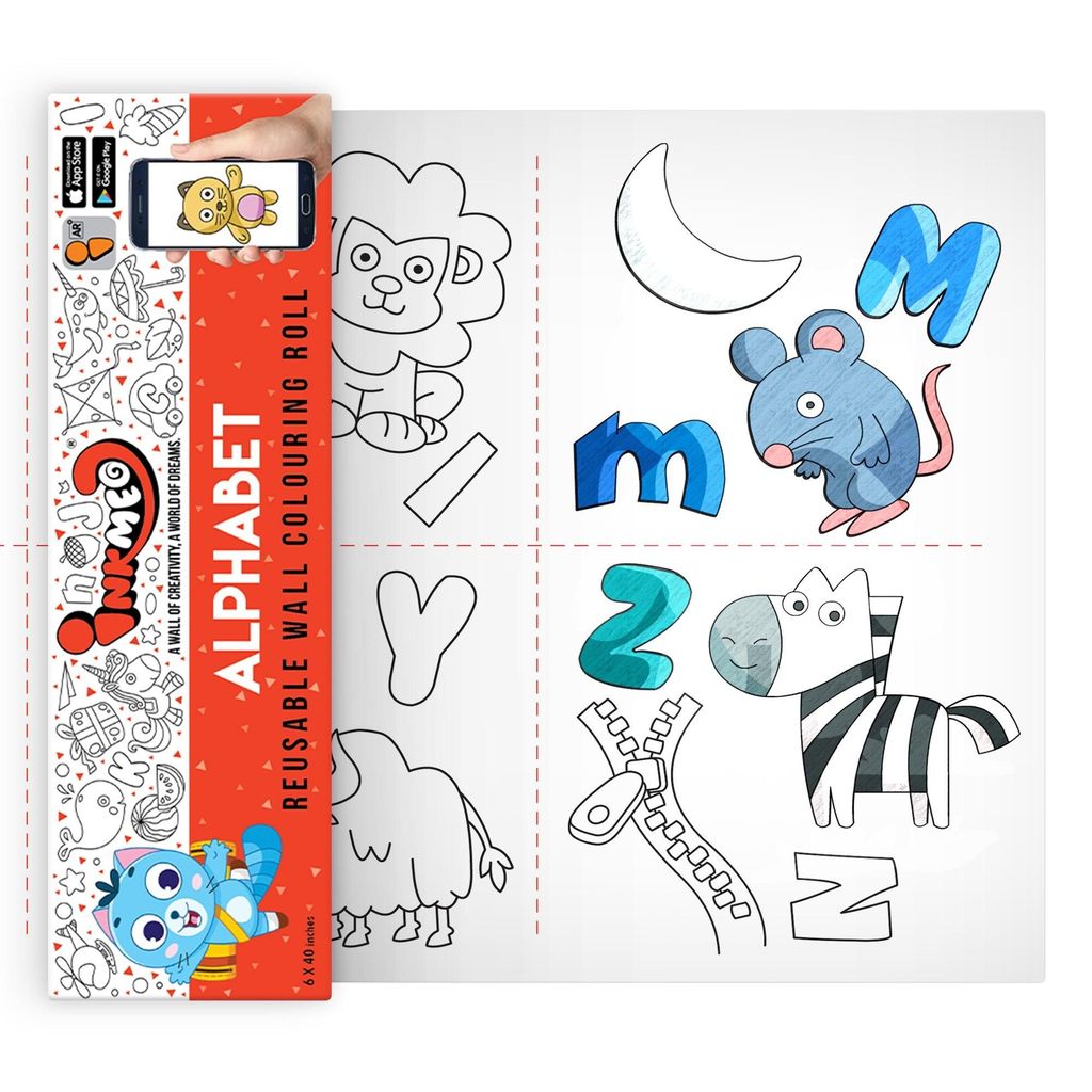 Alphabet Reusable Wall Colouring Roll (6 Inch)- AR Knowledge Quest