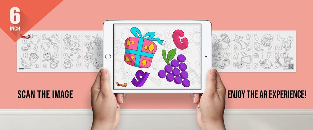 Alphabet Reusable Wall Colouring Roll (6 Inch)- AR Knowledge Quest