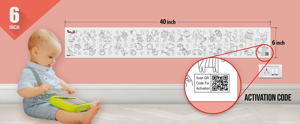 Alphabet Reusable Wall Colouring Roll (6 Inch)- AR Knowledge Quest