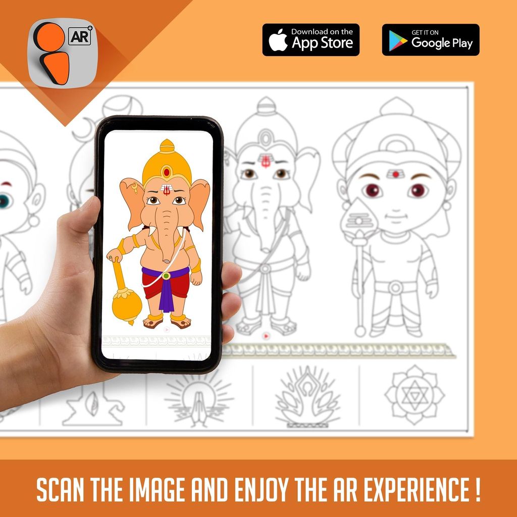 Hindu Mythology Reusable Colouring Roll (12 Inch)-Interactive AR