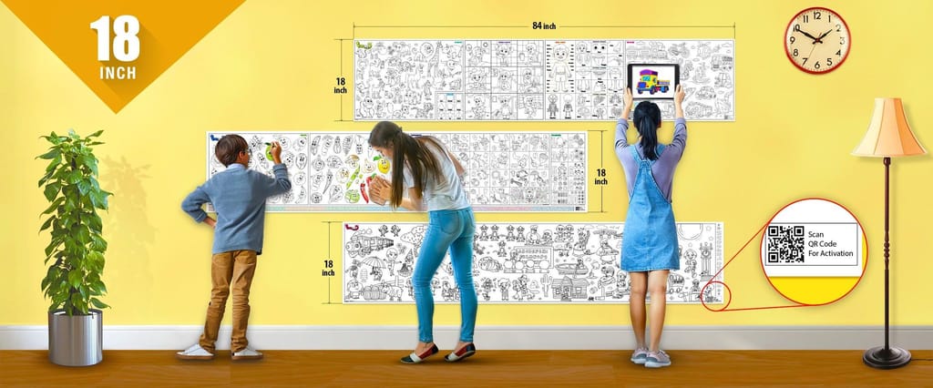All in One Pack Reusable Colouring Rolls-Interactive AR Learning
