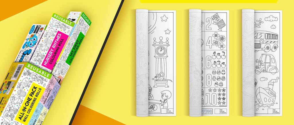 All in One Pack Reusable Colouring Rolls-Interactive AR Learning