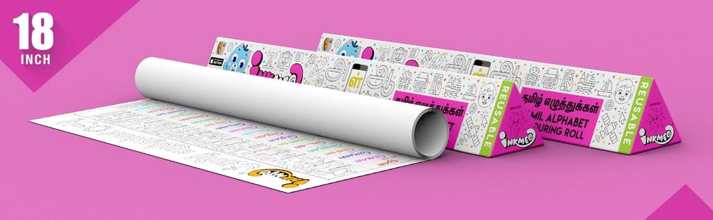 Tamil Alphabet Reusable Wall Colouring Roll(18 Inch)- AR Technology in Education