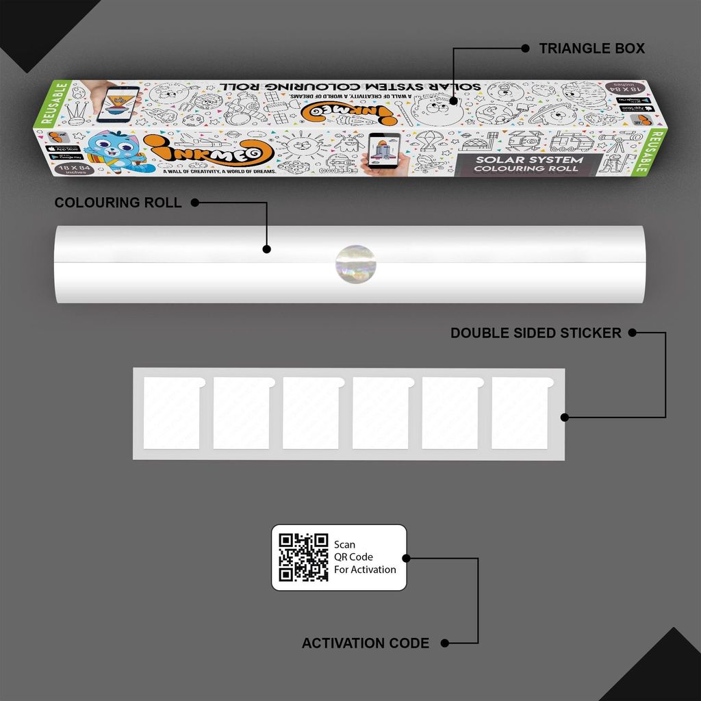 Solar System Reusable Wall Colouring Roll (18 Inch) - AR Learning for Kids