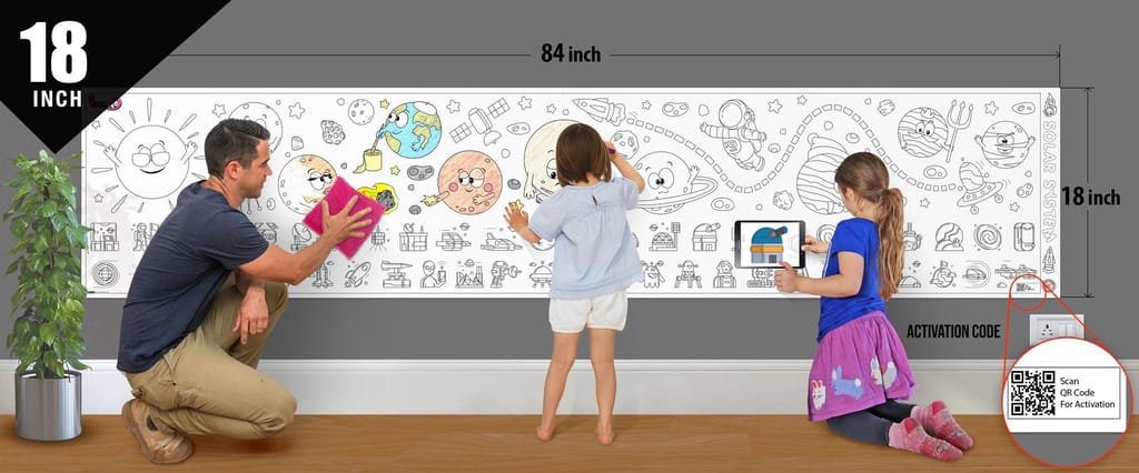 Solar System Reusable Wall Colouring Roll (18 Inch) - AR Learning for Kids