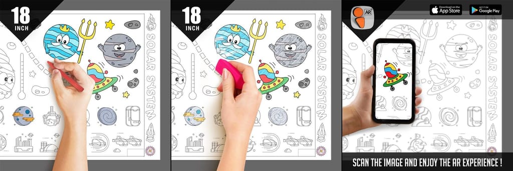 Solar System Reusable Wall Colouring Roll (18 Inch) - AR Learning for Kids