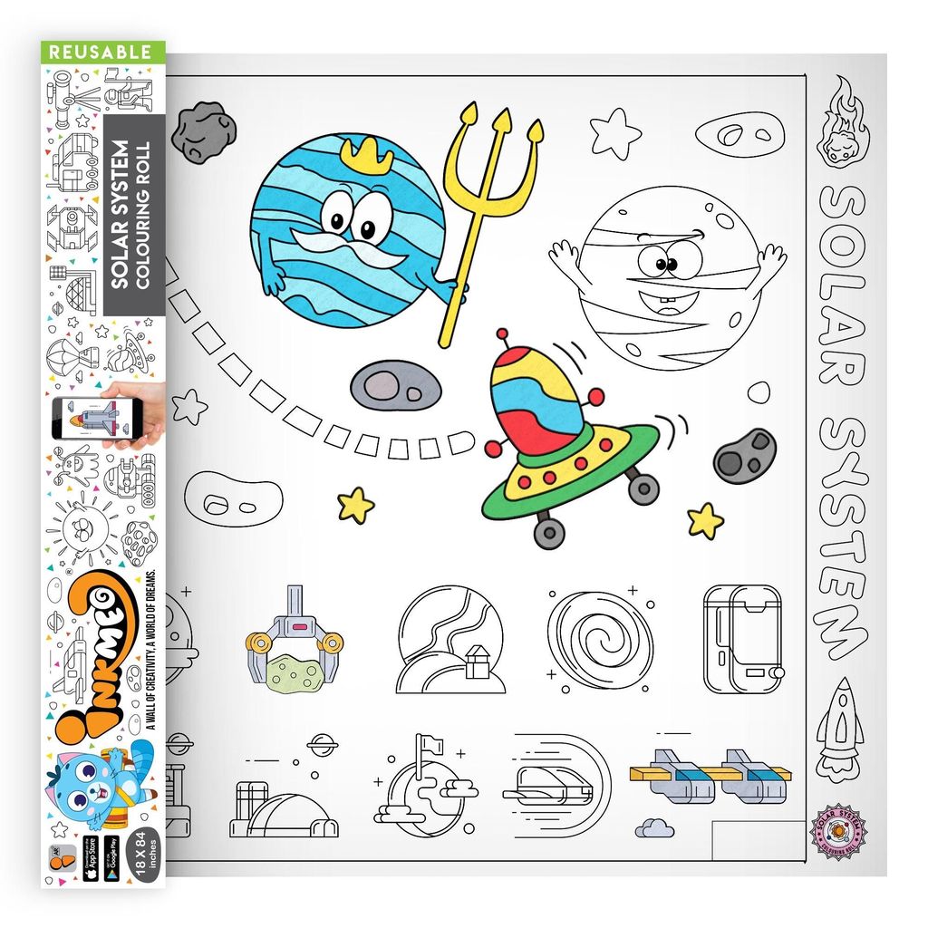 Solar System Reusable Wall Colouring Roll (18 Inch) - AR Learning for Kids