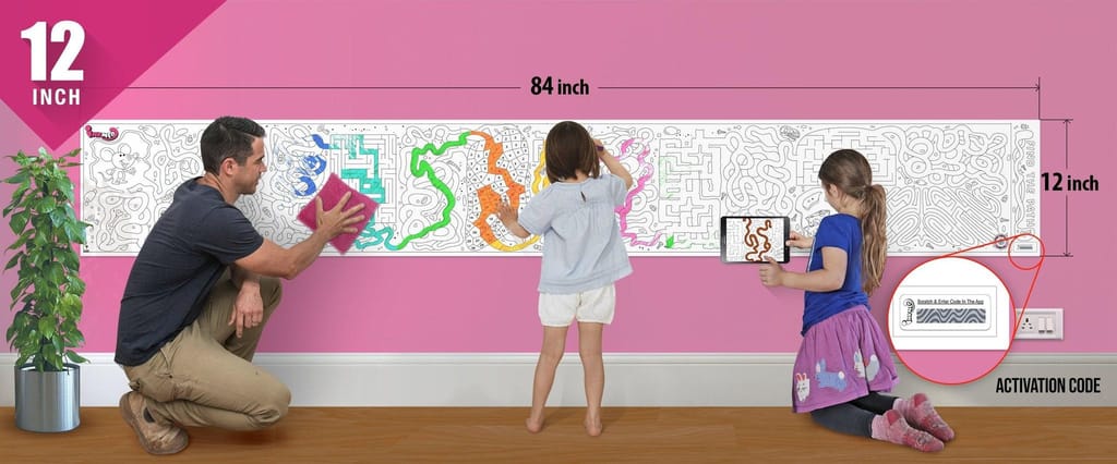 Find the Path Reusable Wall Colouring Roll (12 inch)-Interactive AR Learning