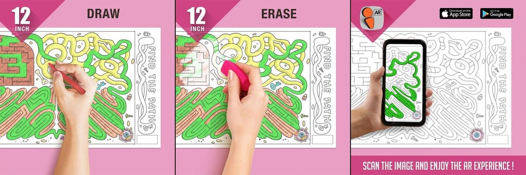 Find the Path Reusable Wall Colouring Roll (12 inch)-Interactive AR Learning