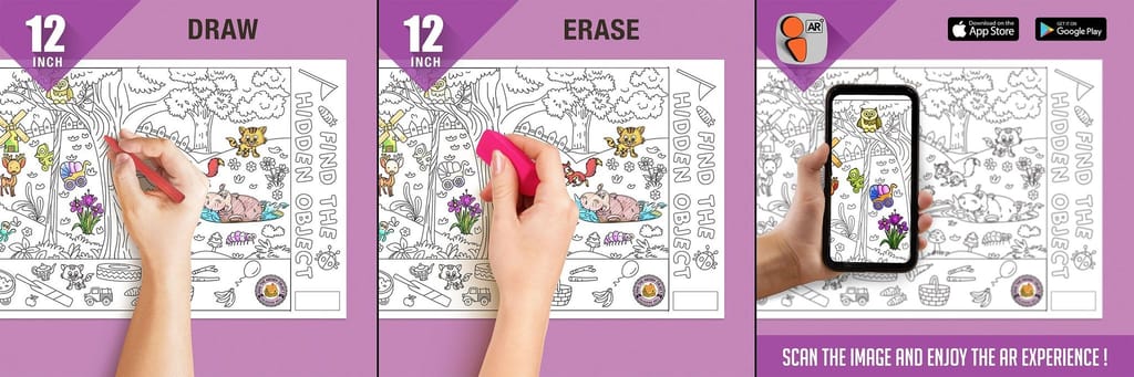 Find the Hidden Object Reusable Wall Colouring Roll (12 inch)-Interactive AR Learning