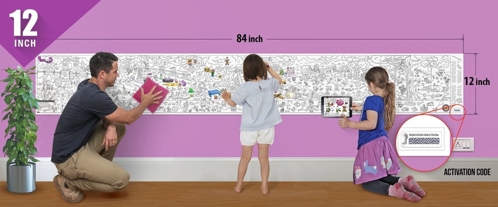 Find the Hidden Object Reusable Wall Colouring Roll (12 inch)-Interactive AR Learning