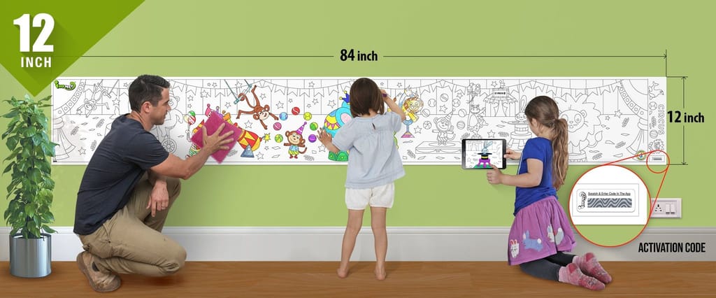 Circus Reusable Wall Colouring Roll (12 inch)- Immersive AR Education