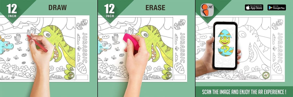 Jurassic Reusable Wall Colouring Roll (12 inch)- AR Adventure