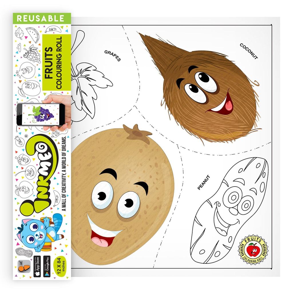 Fruits Reusable Wall Colouring Roll (12 inch)-Interactive AR Learning