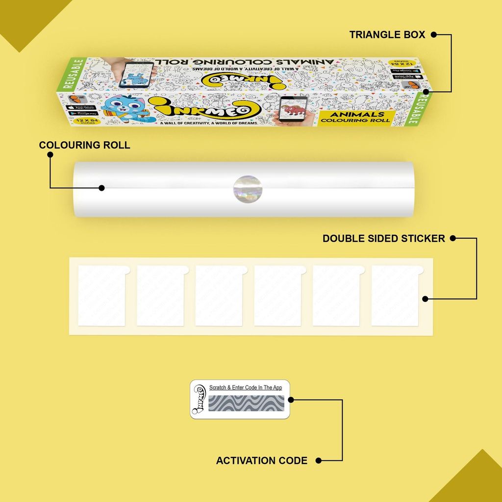 Animals Reusable Wall Colouring Roll (12 inch)-AR Technology Learning