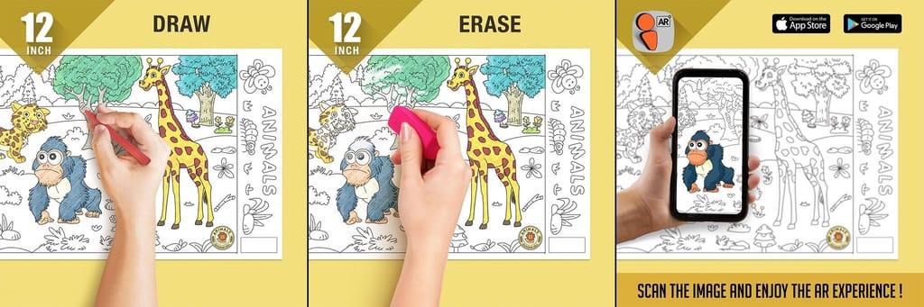Animals Reusable Wall Colouring Roll (12 inch)-AR Technology Learning