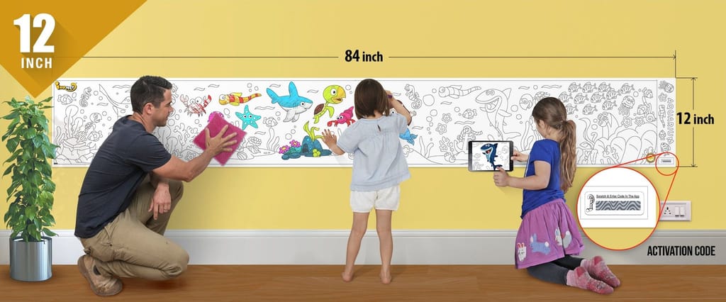 Aquarium Reusable Wall Colouring Roll (12 inch)-Immersive AR Learning Journey