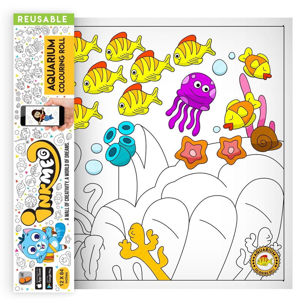 Aquarium Reusable Wall Colouring Roll (12 inch)-Immersive AR Learning Journey